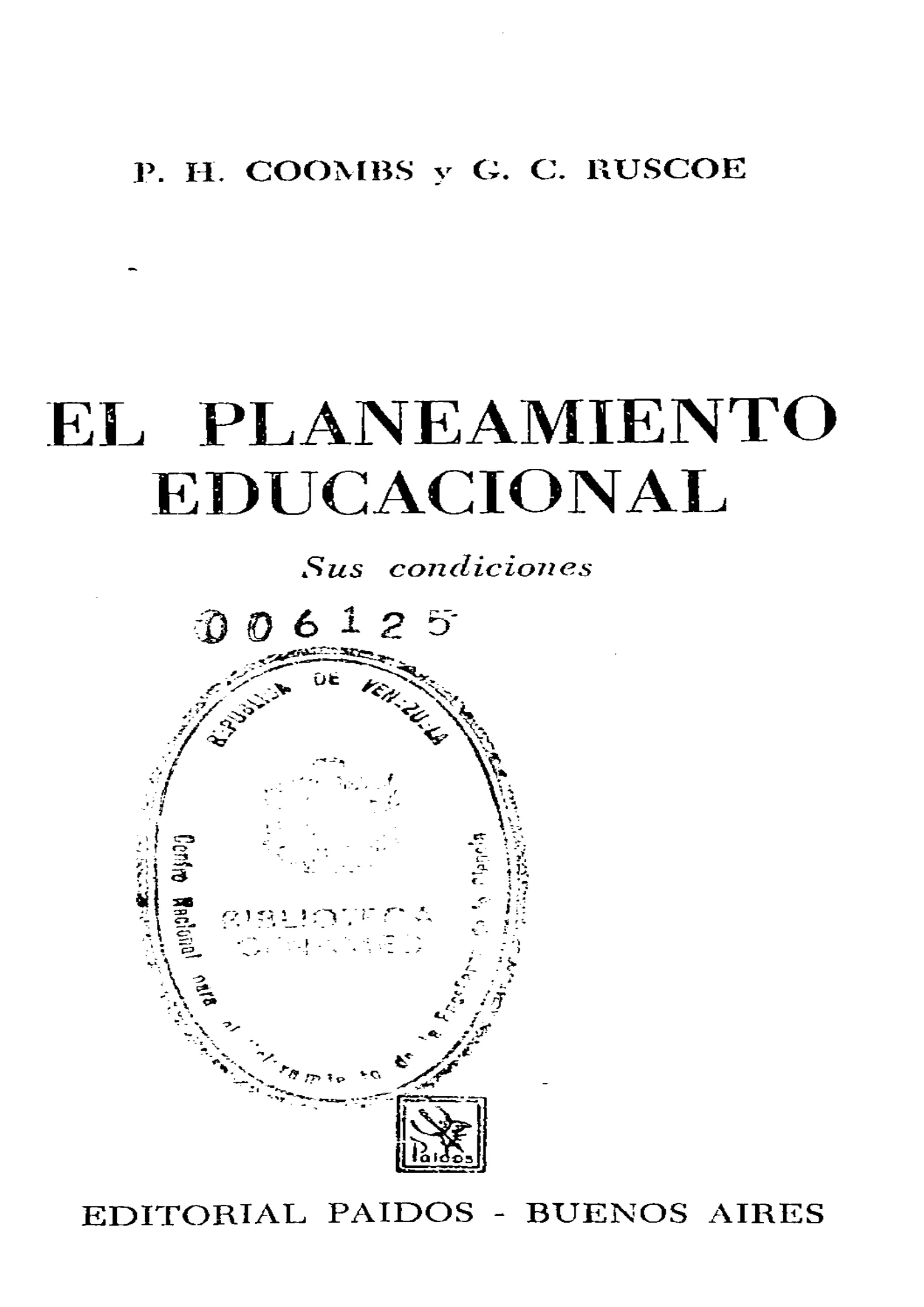 El planeamiento educacional : sus condiciones
