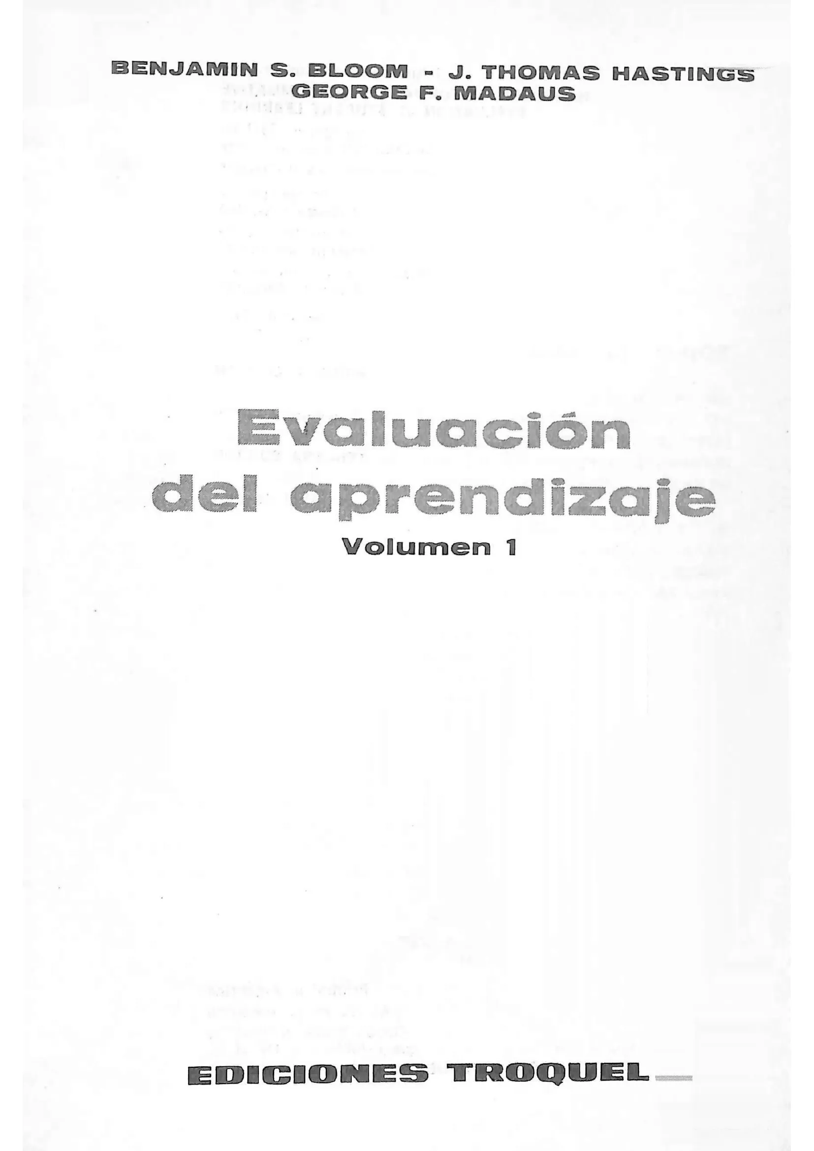 Evaluación del aprendizaje : volumen 1